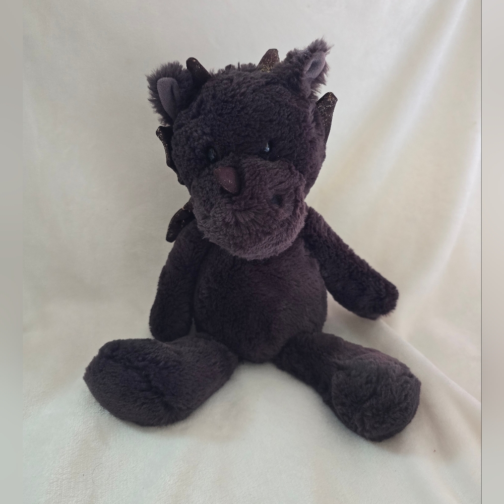 Midnight Dragon Plush Stuffed Animal Toy - Dark Gray
